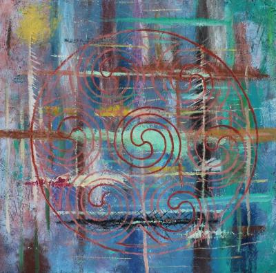 Celtic Circle on a Range of Abstract Paint