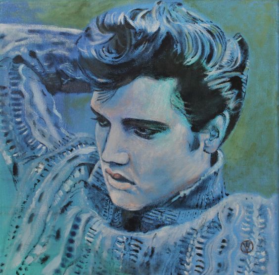 a portrait of Elvis Presley by Toronto Ontario freelance artist Cynthia van Leeuwen