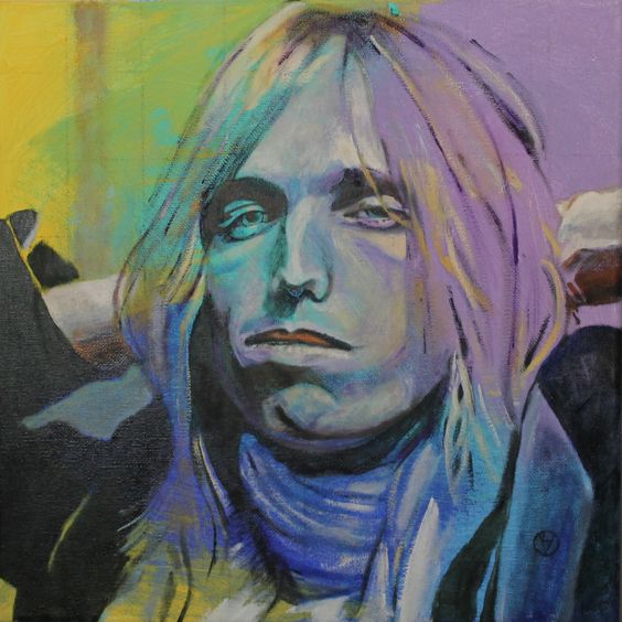 Portrait of Tom Petty painted by Toronto Ontario freelance artist Cynthia van Leeuwen