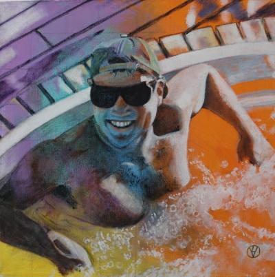 Portrait of Don on a Cruise painted by Toronto Ontario freelance artist Cynthia van Leeuwen