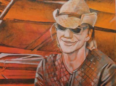 Portrait of Mickey Rourke painted by Toronto Ontario freelance artist Cynthia van Leeuwen