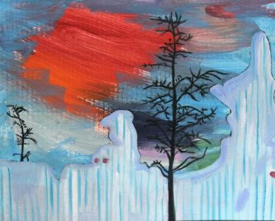 Henry Hudson Highway Acrylic & Oil on Gessoed Cardboard Silver Frame 13x16 $199.99 SOLD by toronto freelance artist Cynthia van Leeuwen