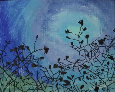 Magnolias in Manhattan Acrylic & Oil on Gessoed Cardboard Silver Frame 13x16 $199.99 SOLD by toronto freelance artist Cynthia van Leeuwen