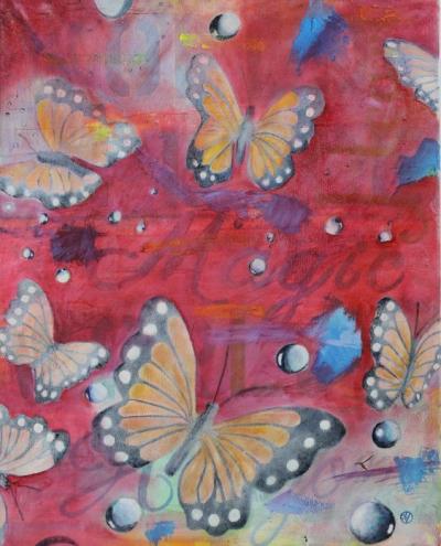 Monarch, Heart, Magic, World Peace Acrylic and Oil on Canvas 16 x 20 $399.99 by toronto freelance artist Cynthia van Leeuwen